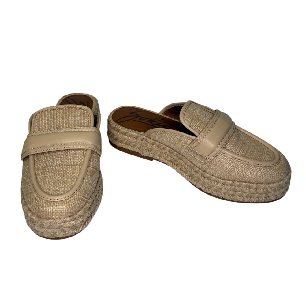 Zodiac Tan Woven Platform Mule Loafers Size 8